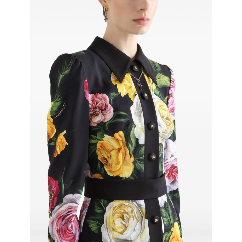 Dolce & Gabbana Roze Jurken met Klassieke Kraag Multicolor Dames
