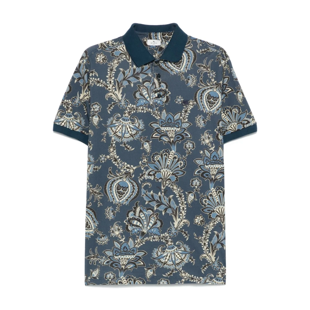 ETRO Blauw Poloshirt met Voorknopen Blue Heren