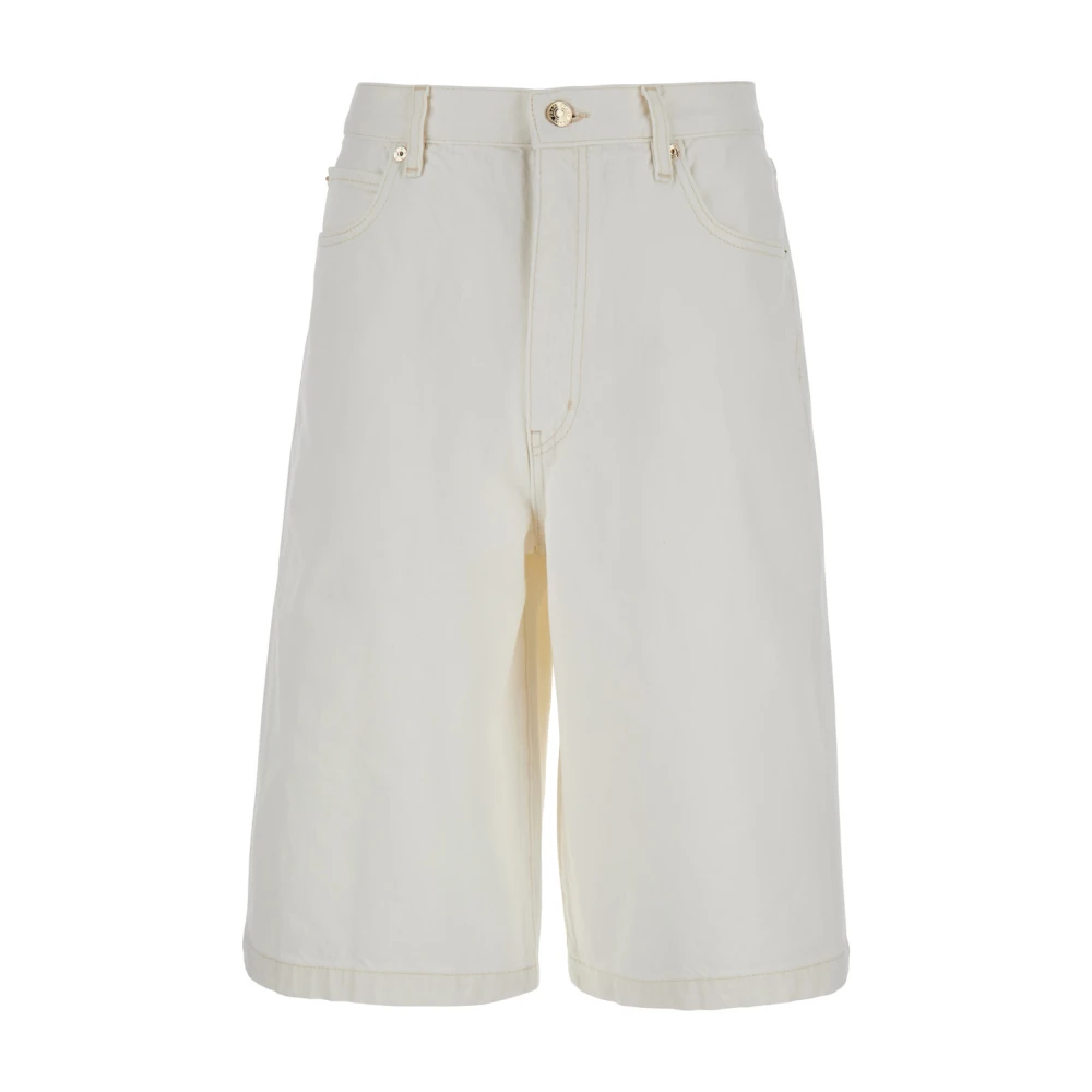 Frame Witte Denim Boy Shorts met Riem White Dames