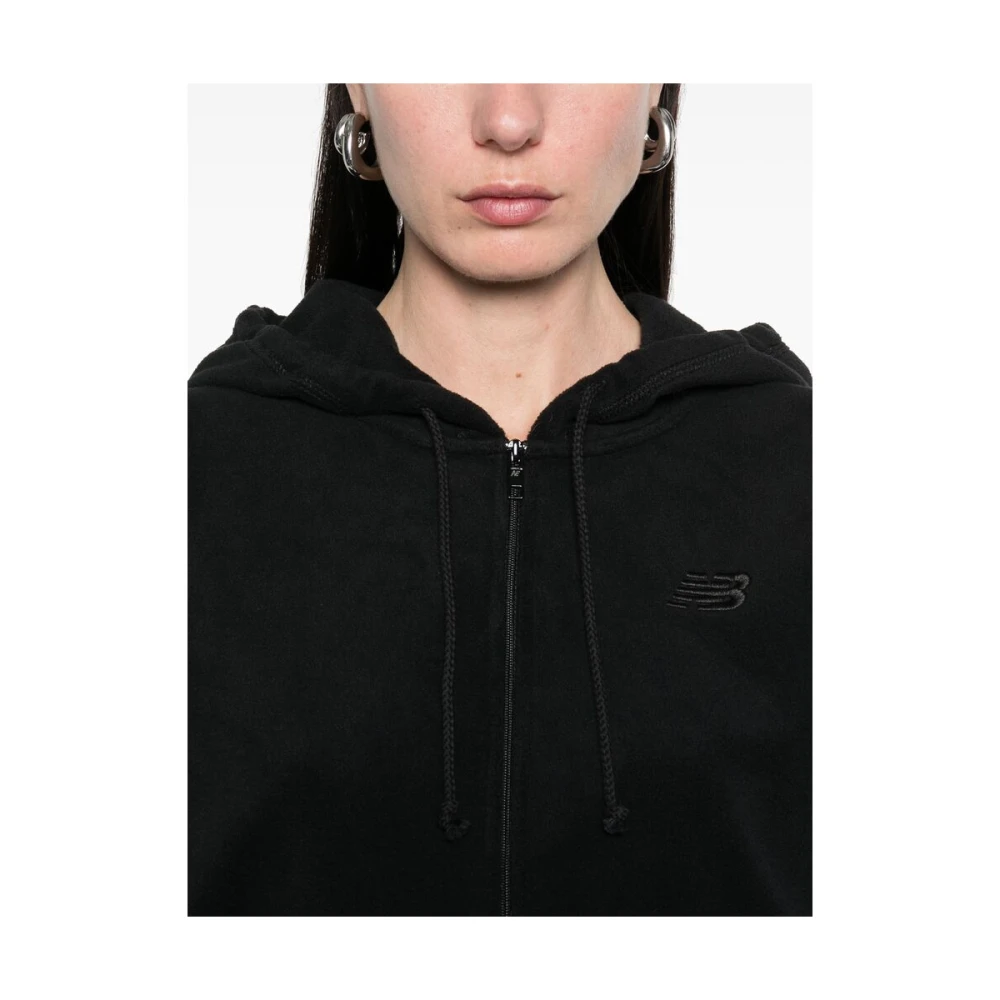 New Balance Zwarte Hoodie met Rits Black Dames