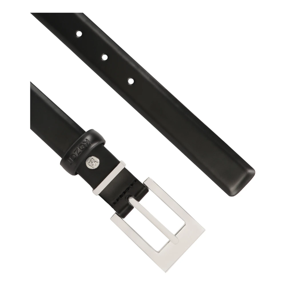 Kazar Smalle riem van glad zwart leer Black Dames
