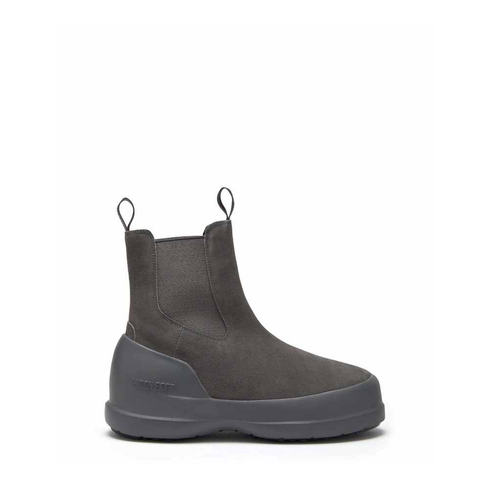 Moon Boot Men's Gray Chelsea Boots, 9 Uk, Grey Ankle Boots Aw24 Style