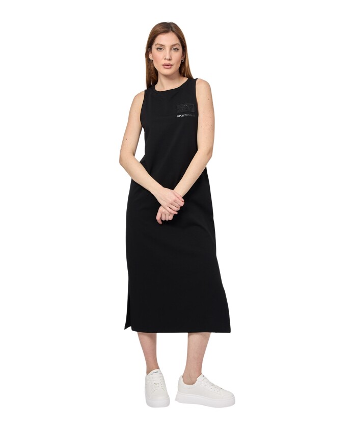 robe-longue-en-coton-noir-avec-logo