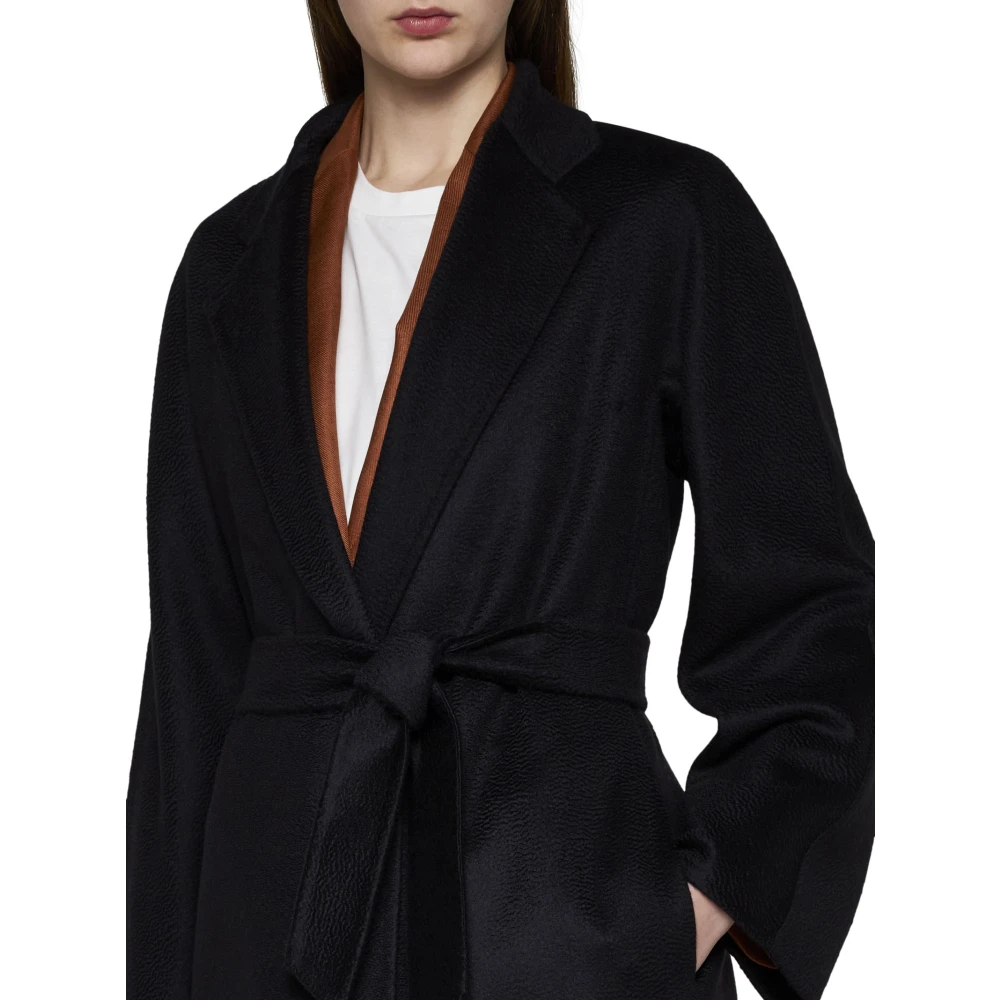 Max Mara Zwarte Kasjmierjas met Riem en Zakken Black Dames