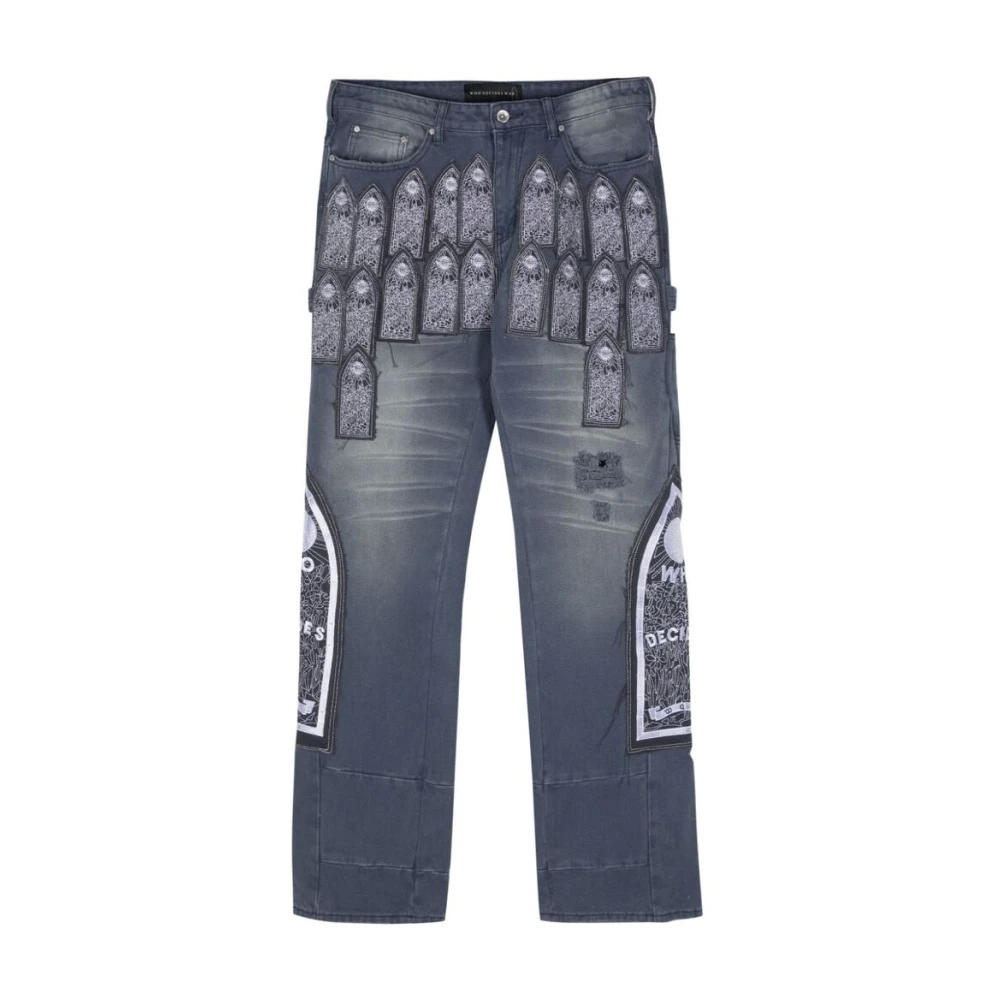 Who Decides War Blauwe Denim Patchwork Jeans Blue Heren