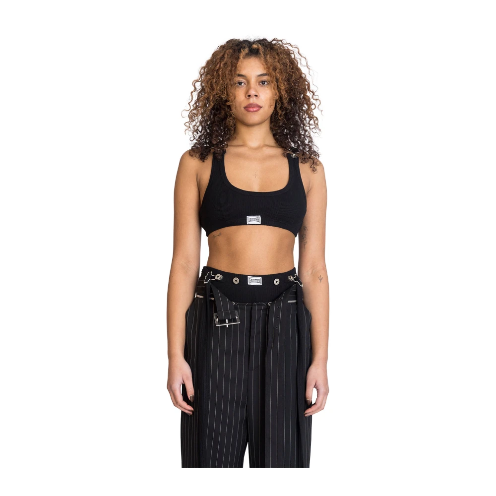 Jean Paul Gaultier Stijlvolle Crop Tank Top Black Dames