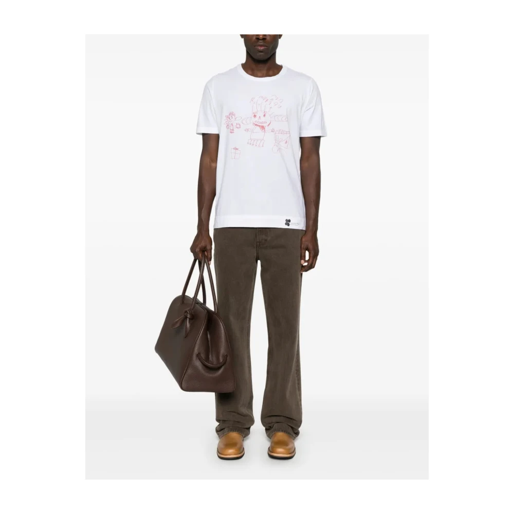 Massimo Alba Lisca Tekening T-Shirt White Heren