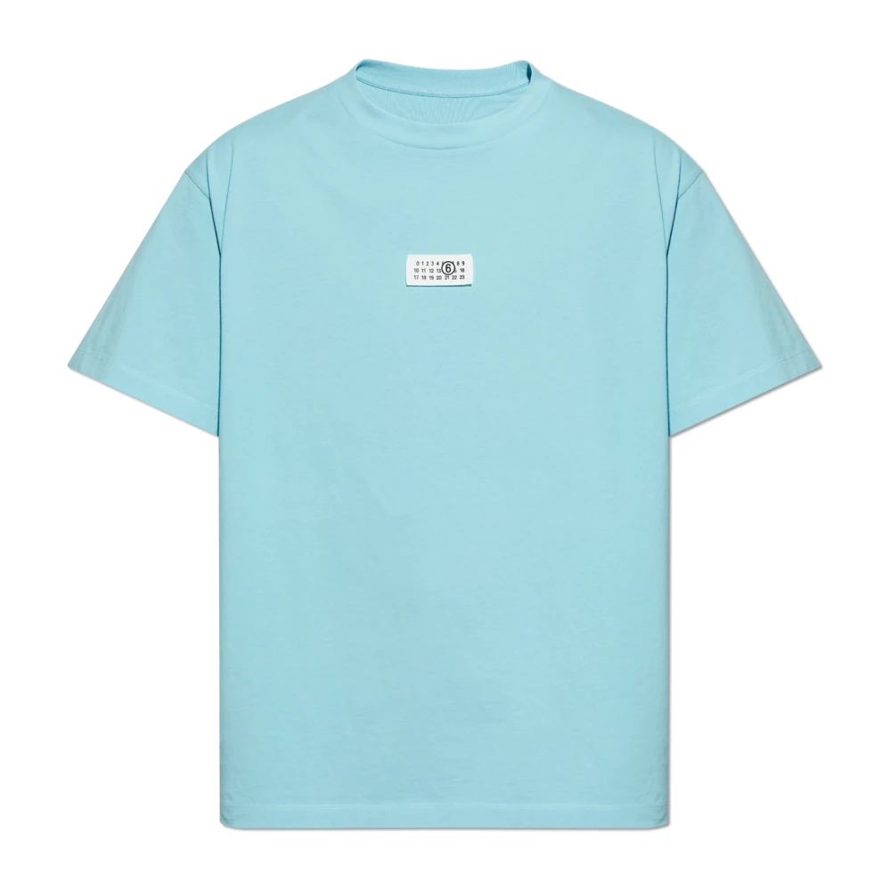 MM6 Maison Margiela T-shirt met logo patch Blue Heren