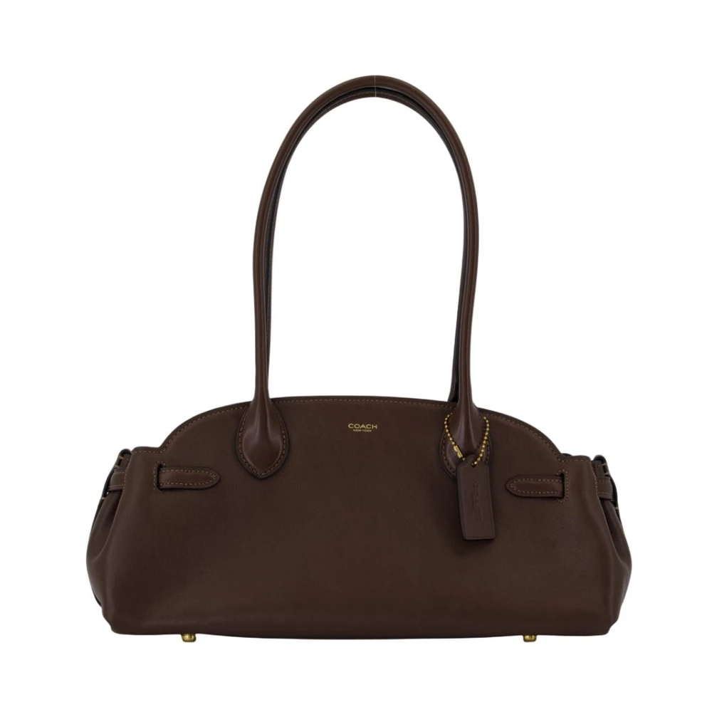 Coach Women's Brown Leather Shoulder Bag With Zipper