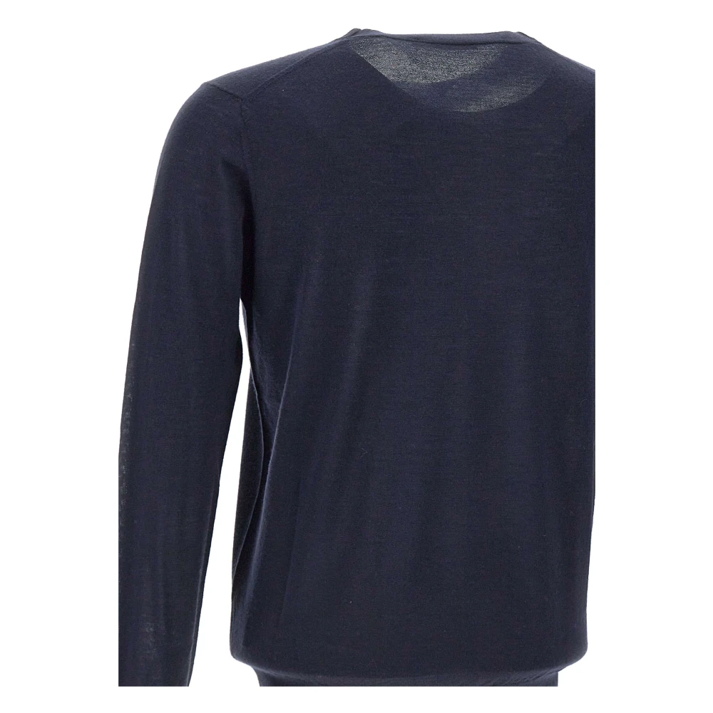 Kangra Middernachtblauwe Wol Crew Neck Sweater Blue Heren