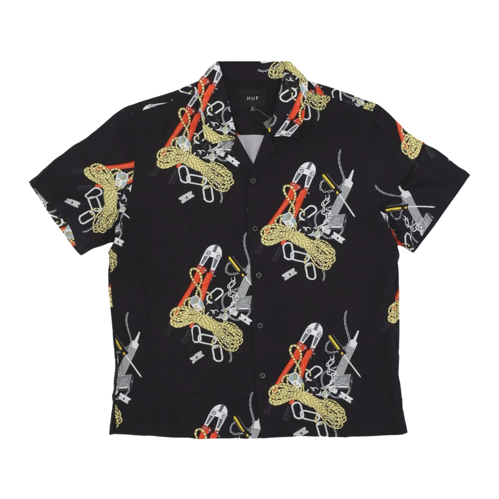HUF Zwarte Resort Korte Mouw Shirt Black Heren