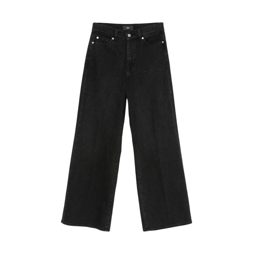 7 For All Mankind Wide Leg Jeans - Female - Wide Jeans - Black - W29 - Jeans