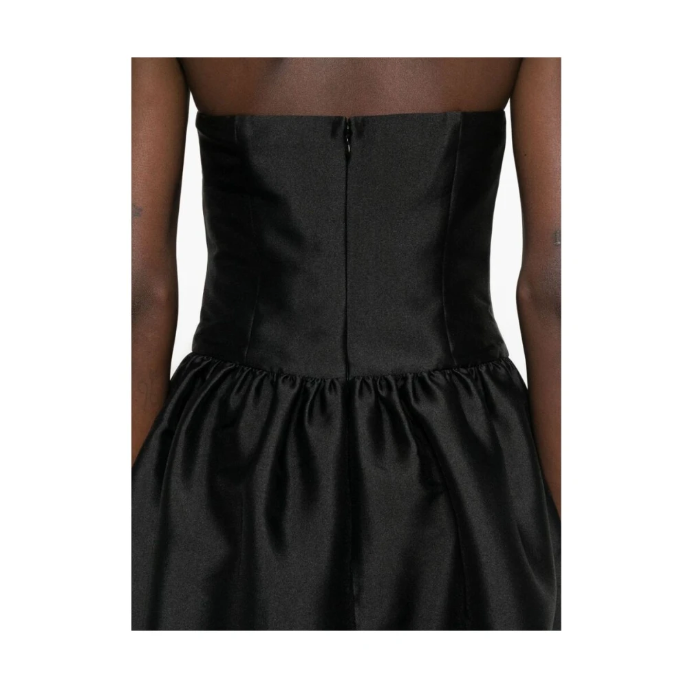 Self Portrait Zwarte Bandeau Stijl Jurk met Plissé Black Dames