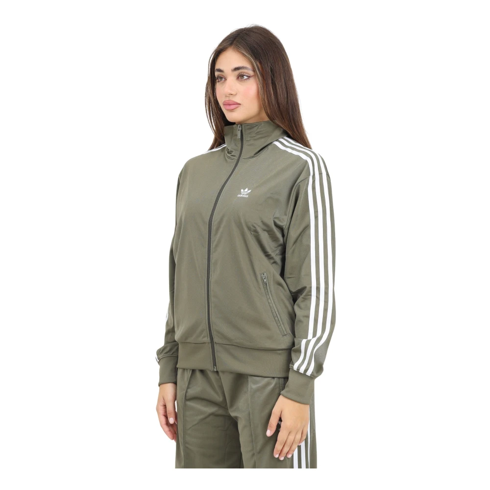 Adidas Originals Groene Zip Sweater Classics Loose Firebird Green Dames