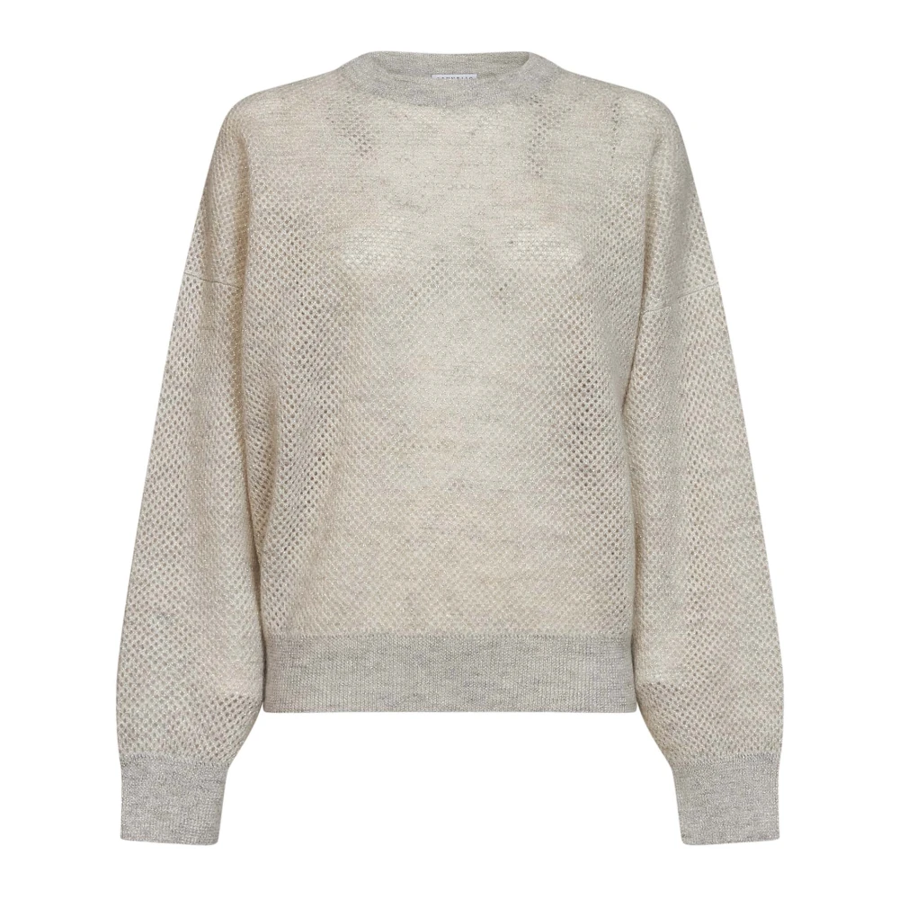 Brunello Cucinelli , Round-Neck Knitwear, Female, Beige, Xs, Jumpers