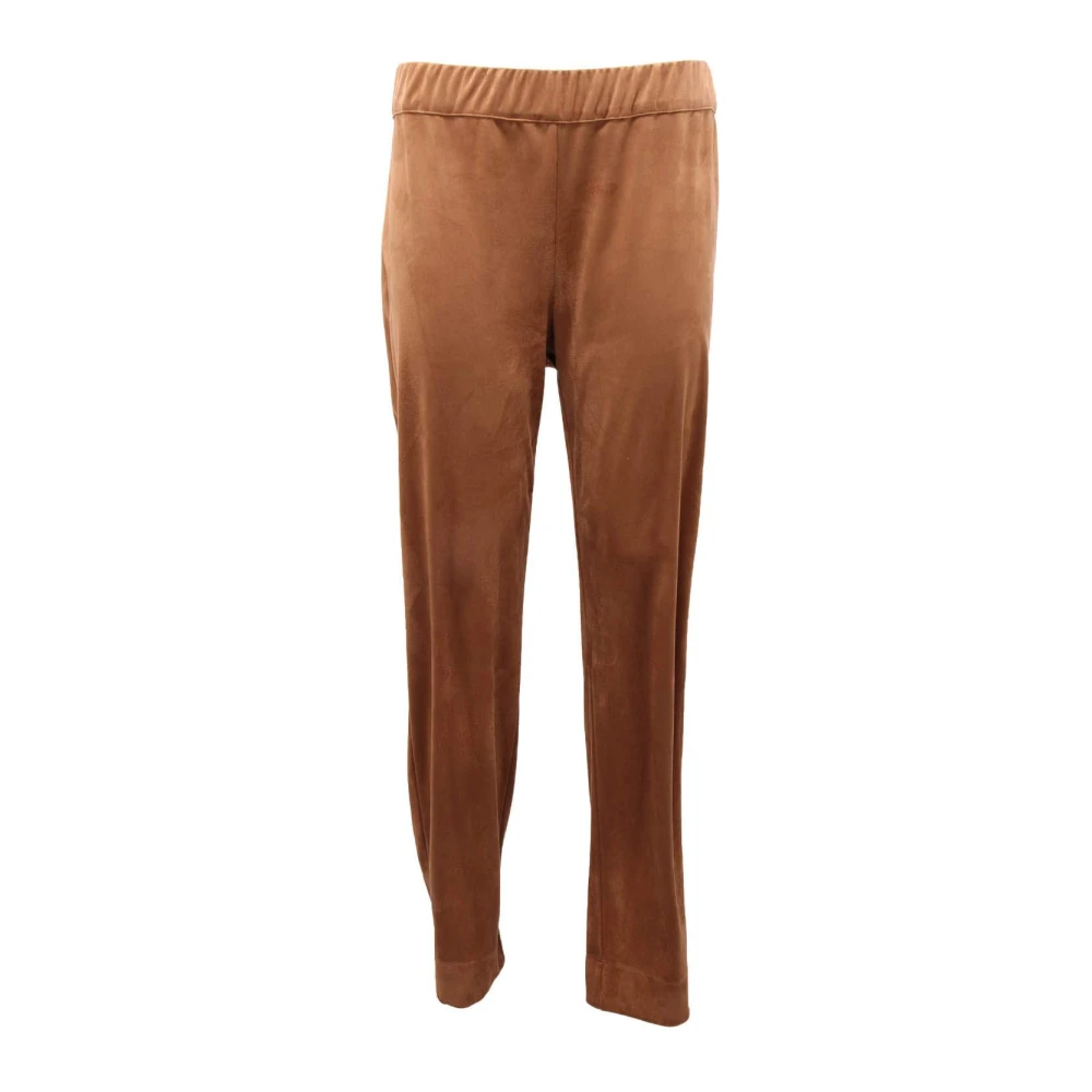 D.exterior Women's Brown Straight Trousers, Xl, Eco-Suede Trousers Model 52505