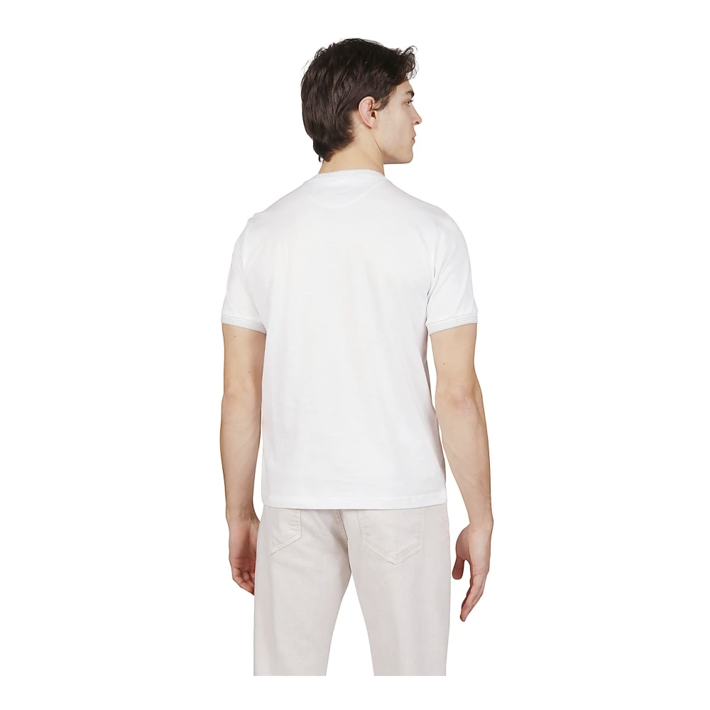 Eleventy Geribbeld Katoenen Jersey Ronde Hals T-Shirt White Heren