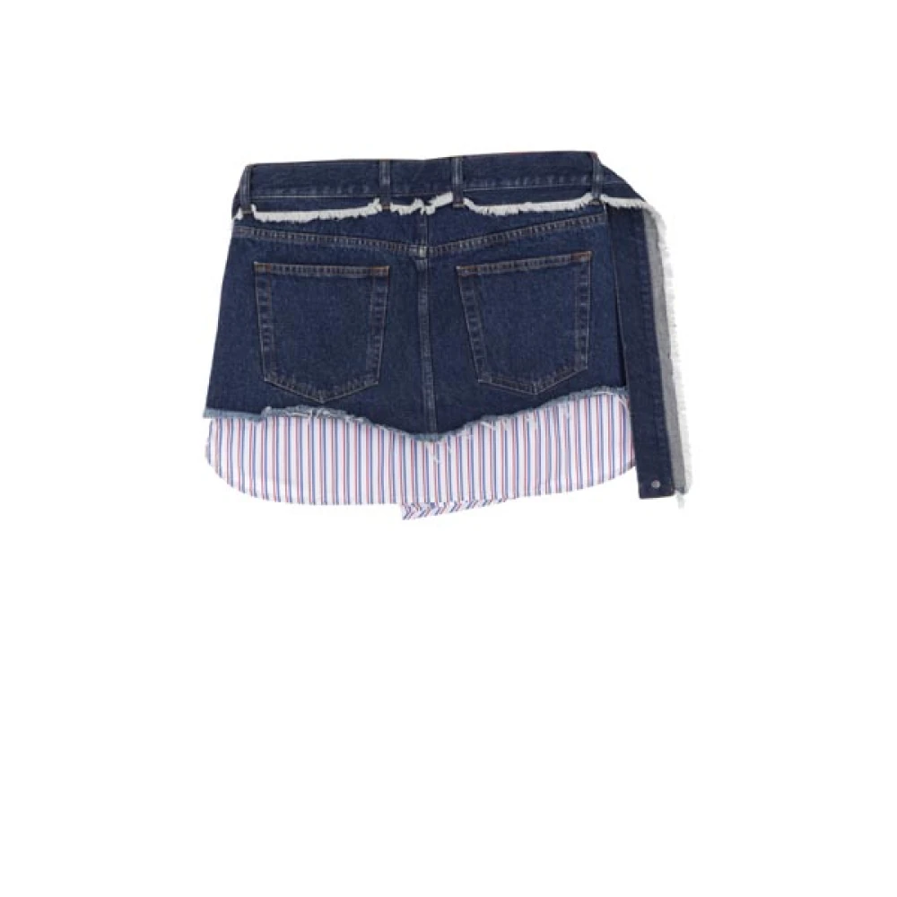 Meryll Rogge Blauwe Denim Rok met Gestreepte Katoenen Inzet Blue Dames