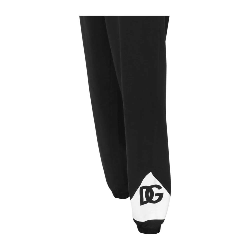 Dolce & Gabbana Zwarte Katoenen Sportbroek Logo Black Heren