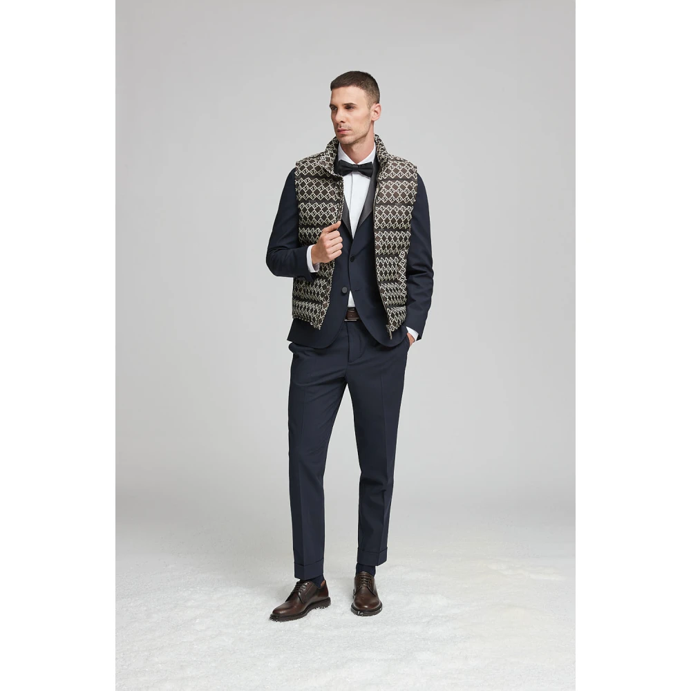 PESERICO Wol en zijde satijnen klassieke broek Blue Heren