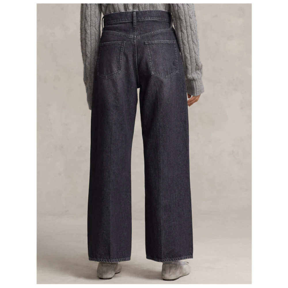 Polo Ralph Lauren Wide Leg High Waist Jeans Gray Dames