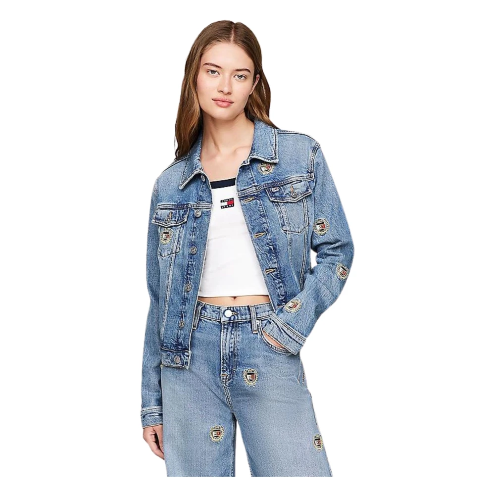 Tommy Hilfiger Denim jack met geborduurd logo Blue Dames