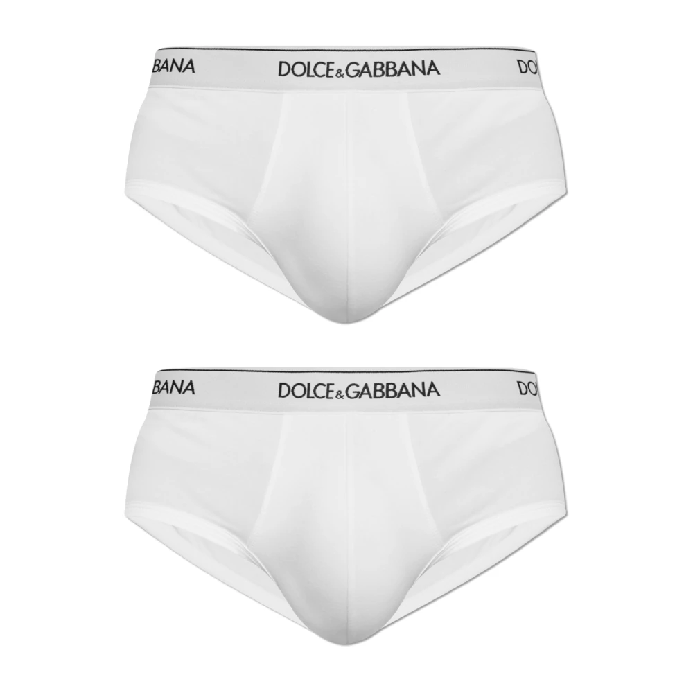 Dolce & Gabbana Wit stretch katoenen slip set White Heren