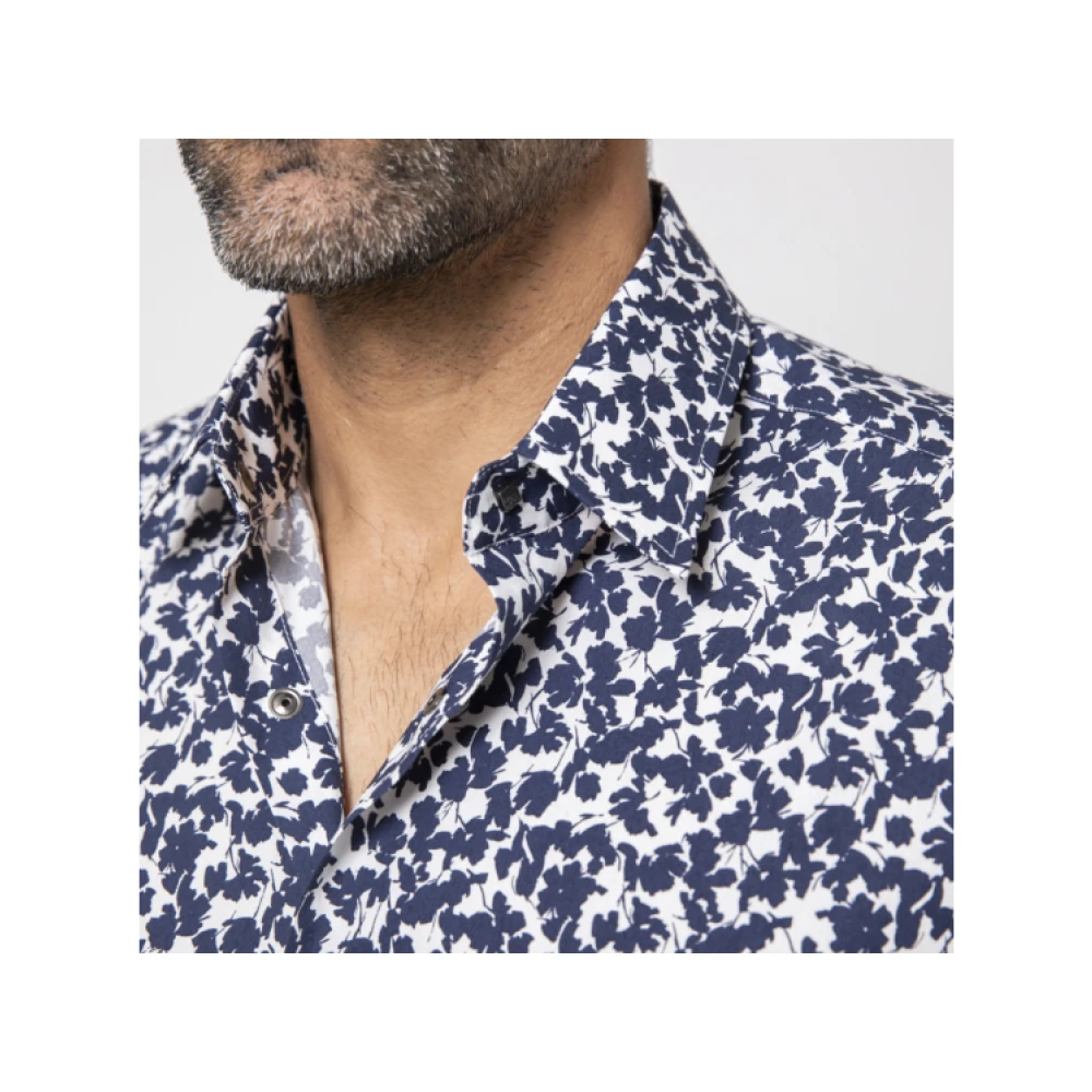 Karl Lagerfeld Moderne bloemen marineblauwe overhemd Multicolor Heren