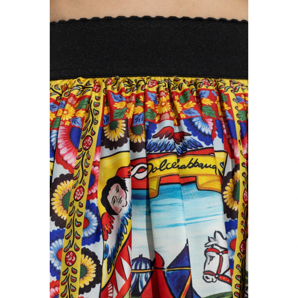 Dolce & Gabbana Zijden rok met Carretto-patroon Multicolor Dames