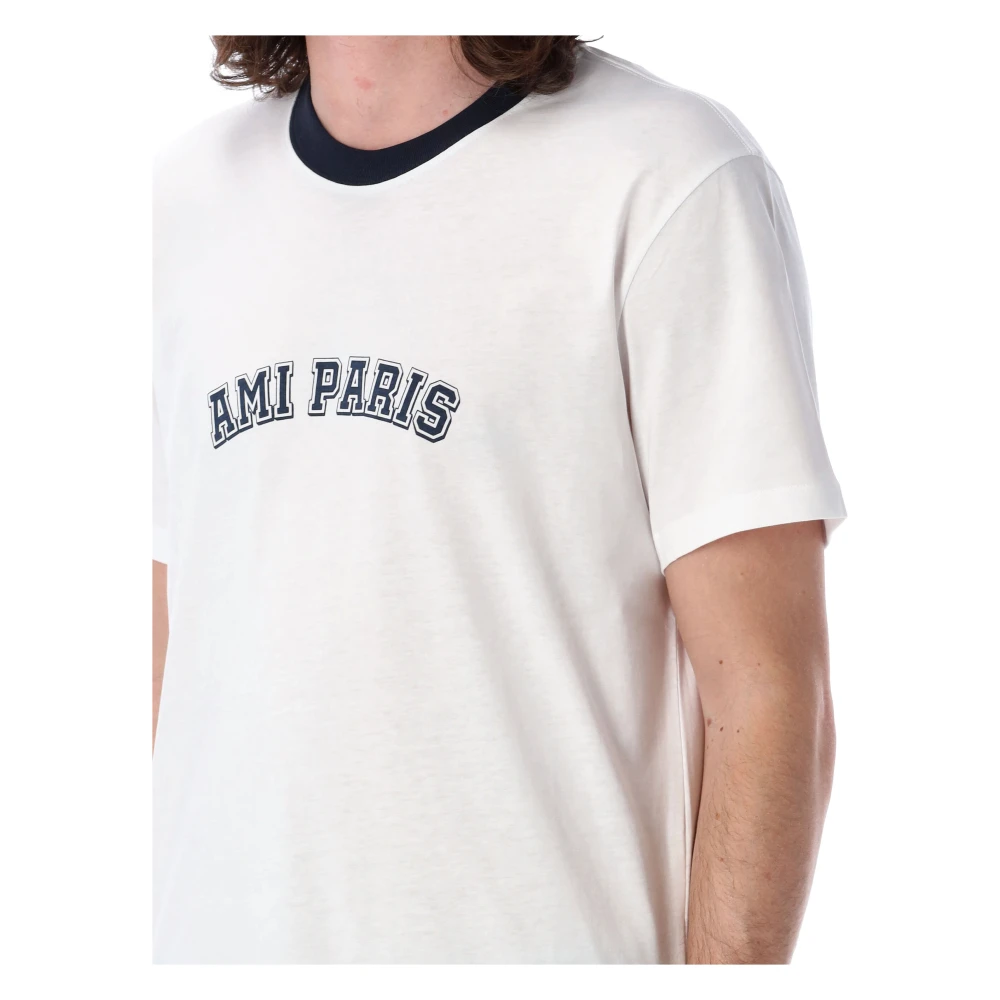 Ami Paris Wit Logo T-shirt Slim Fit White Heren