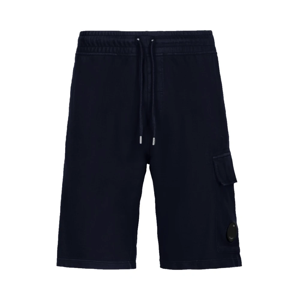 C.P. Company Groene Fleece Shorts met Cargo Zak Blue Heren