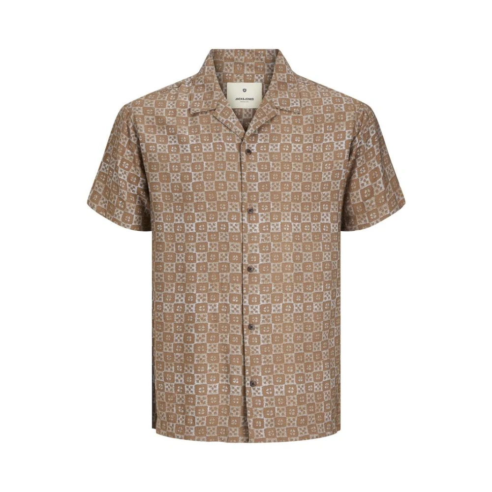 Jack & jones Print Resort Short Sleeve Shirts Brown Heren