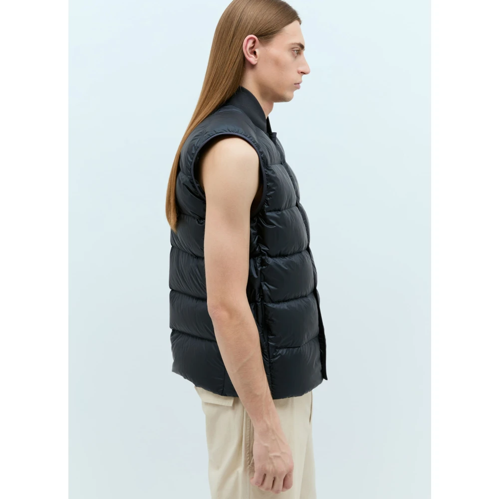 Moncler Gewatteerd Down Gilet met Logopatch Blue Heren