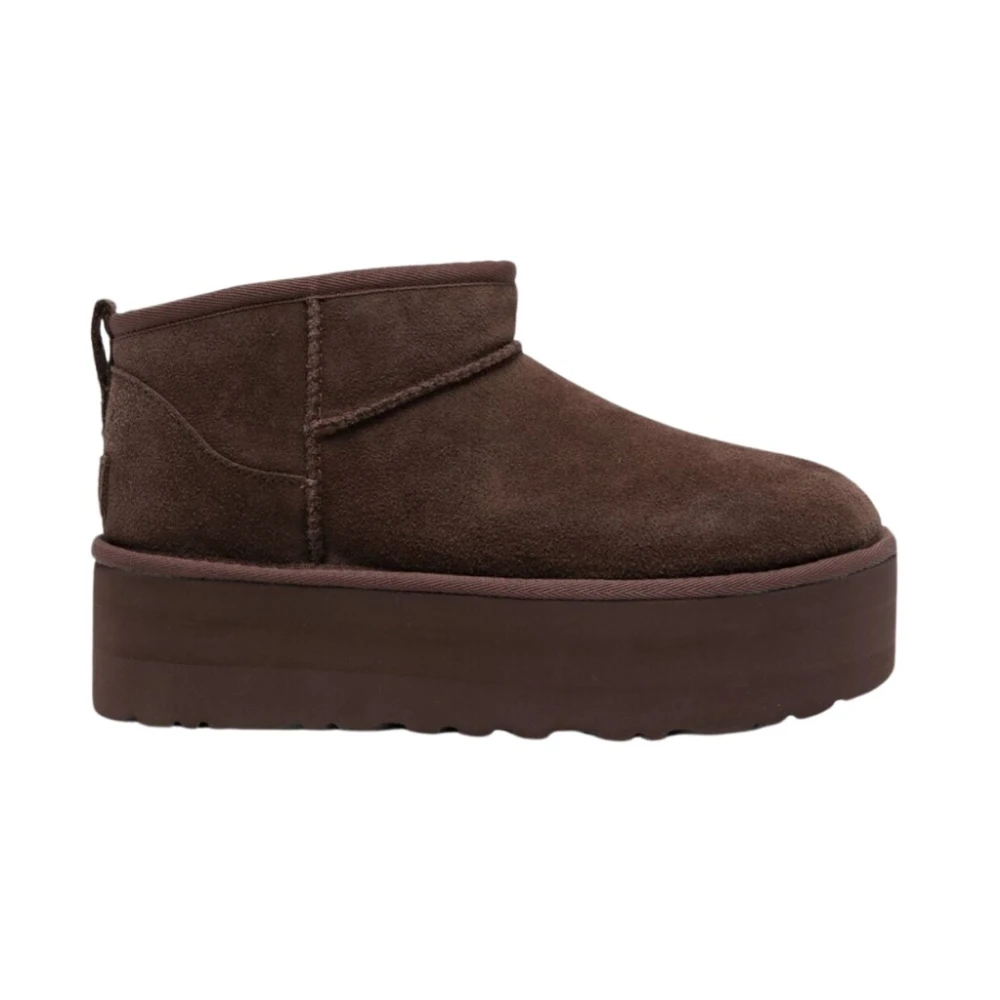 Ugg Brown Winter Boots, Female, 8 Uk, Classic Ultra Mini Platform Boots Burnt Cedar