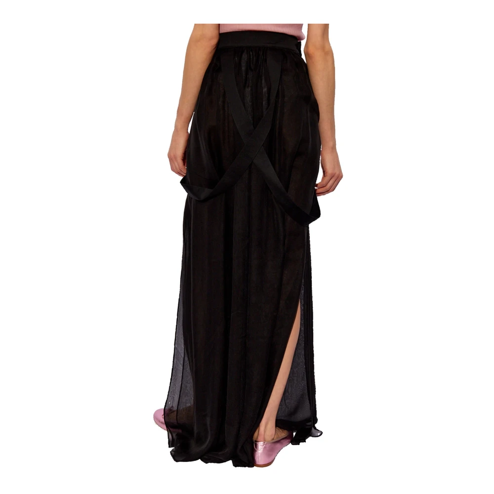 Max Mara Zwarte Zijden Elegante Geplooide Rok Black Dames