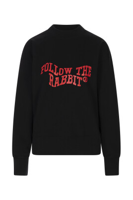 sweatshirt-noir-avec-impression-follow-the-rabbit
