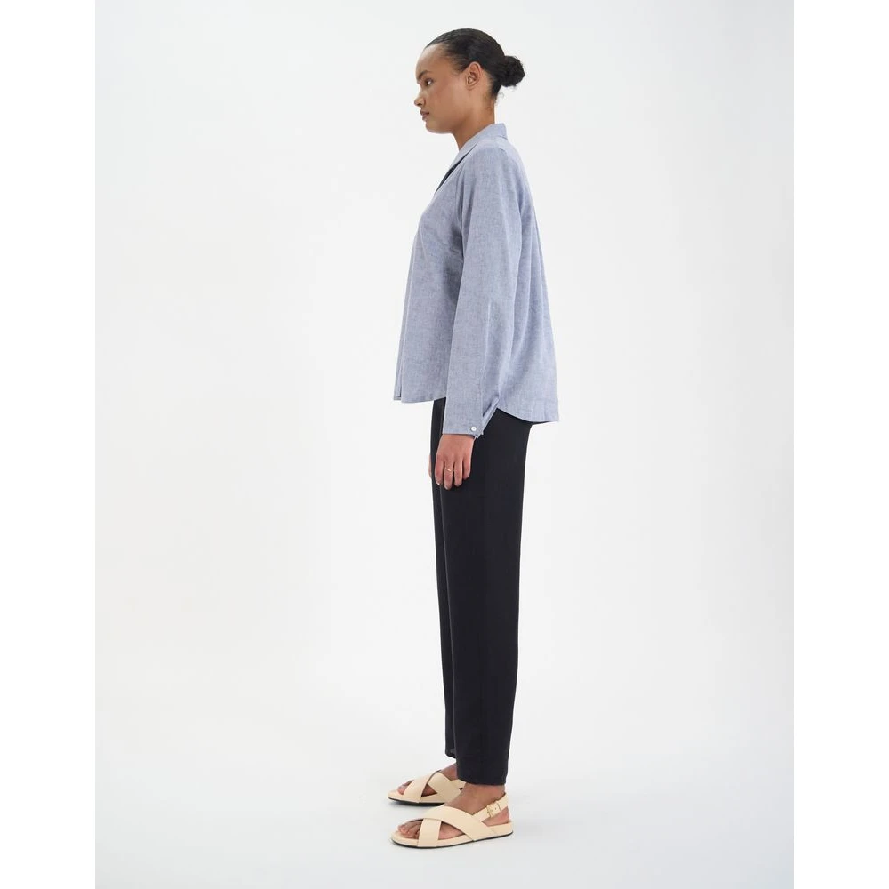 Ines De La Fressange Paris Noa top in denimblauwe linnenmix Blue Dames