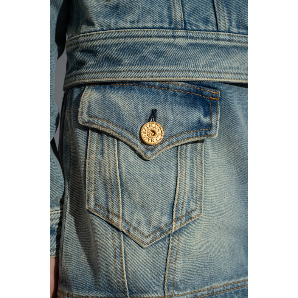 Balmain Mini spijkerrok met vintage-effect Blue Dames