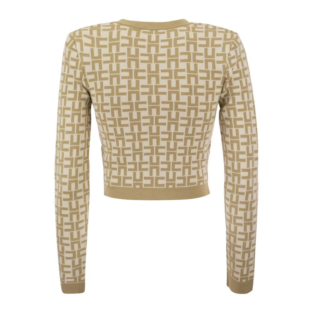 Elisabetta Franchi Viscose jacquard mini cardigan Beige Dames