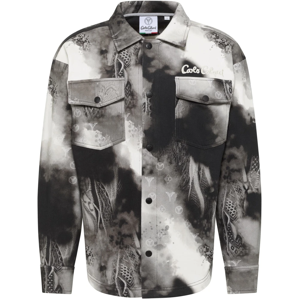 Carlo colucci Sprayed Knit Distaso Shirt Black Heren