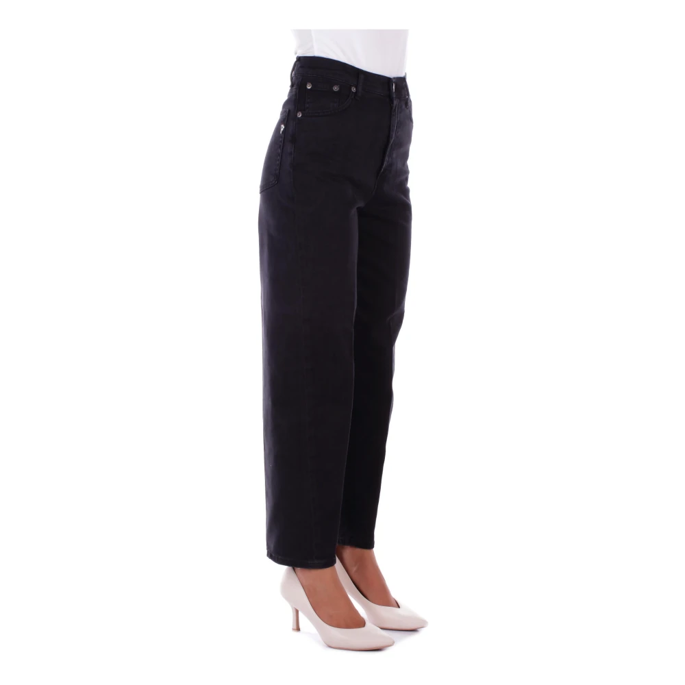 Dondup Zwarte broek met logoritssluiting Black Dames