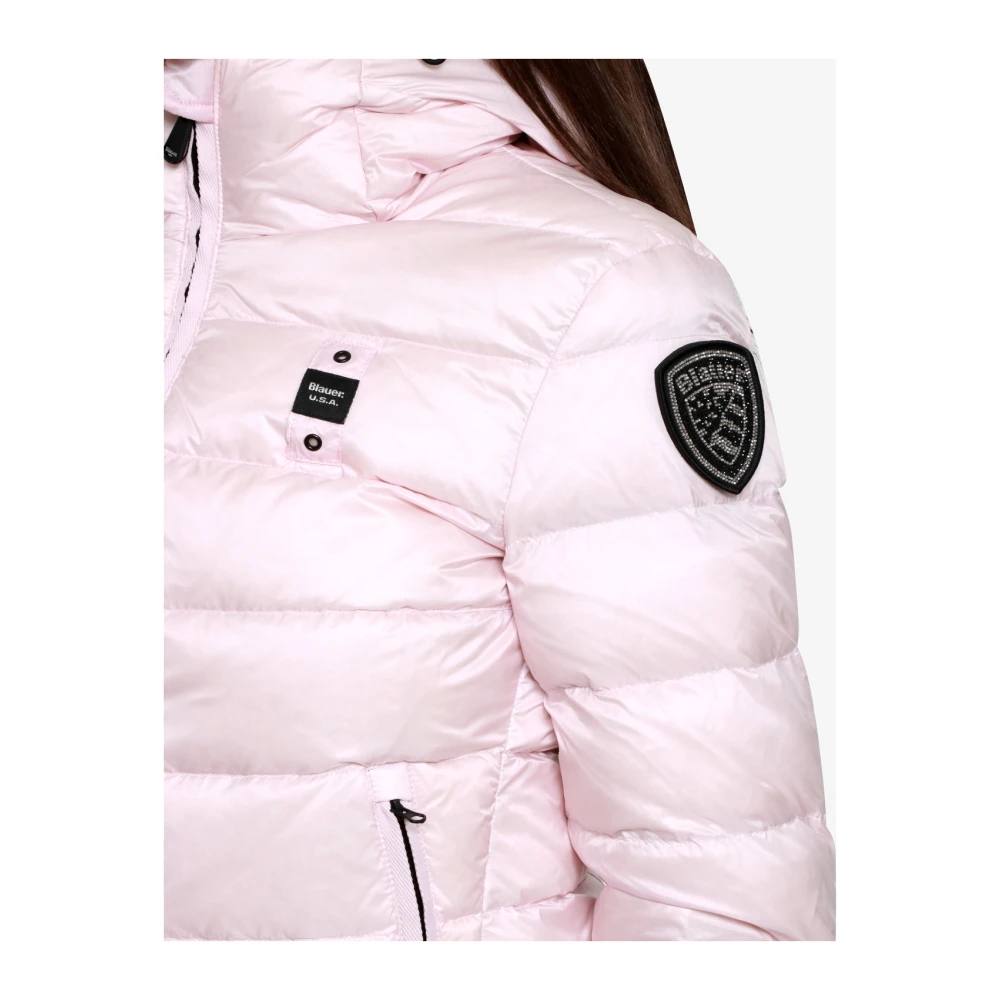 Blauer Waterafstotende gewatteerde jas met donsvulling Pink Dames
