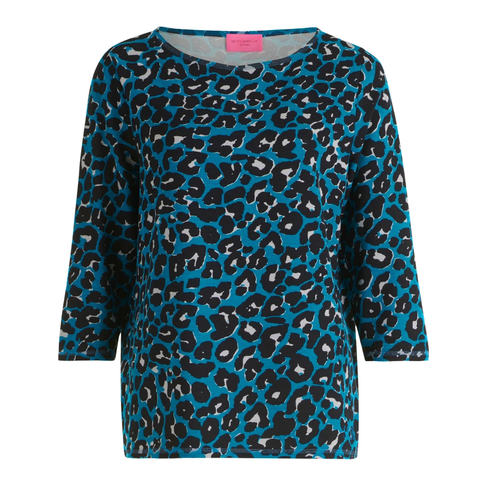 Betty Barclay Bloemen Sweatshirt met U-Boot Halslijn Blue Dames