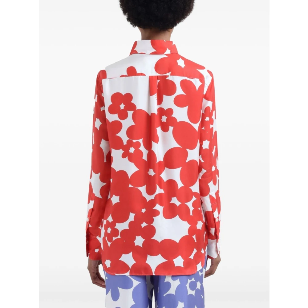 Marni Rood Bloemenprint Zijden Overhemd Red Dames