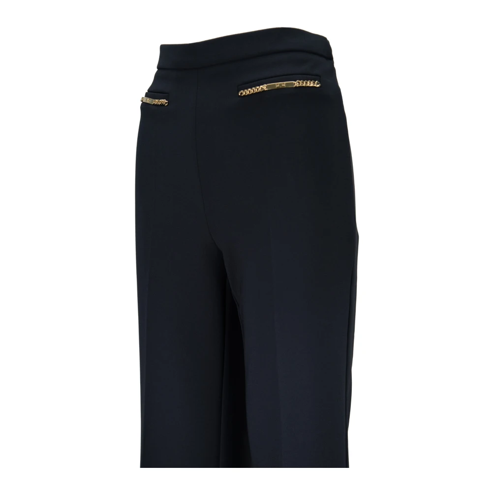 Elisabetta Franchi Wijde Pijp Rits Haak Broek Black Dames