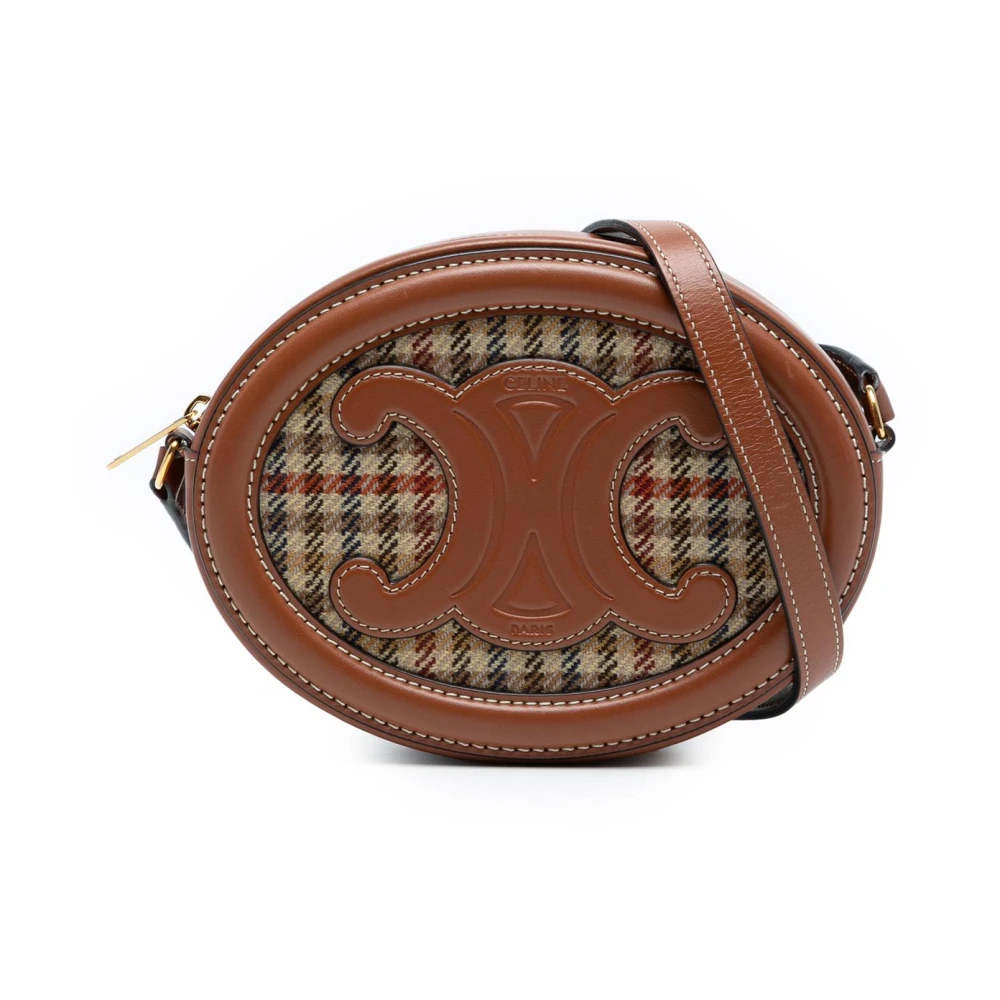 Celine Vintage Women's Brown Pre-Owned Oval Crossbody Bag