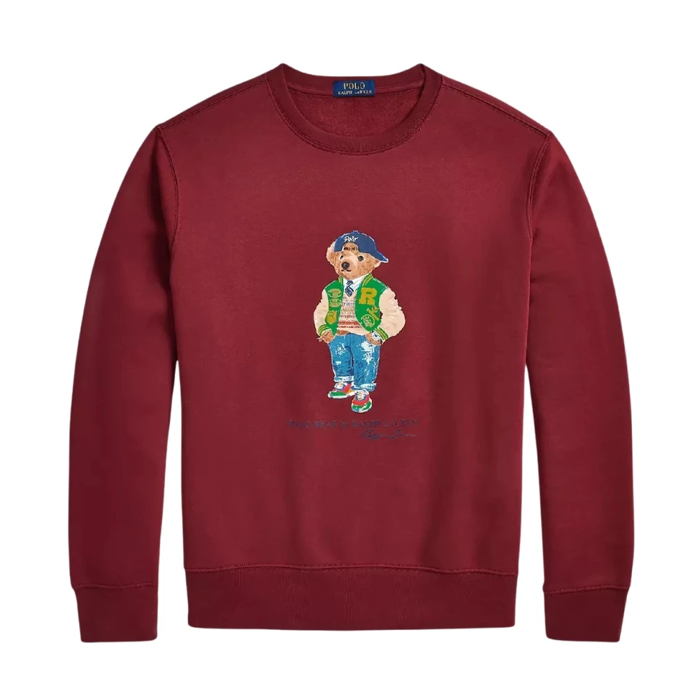 Ralph Lauren Polar Fleece Polo Bear Sweatshirt Red Heren