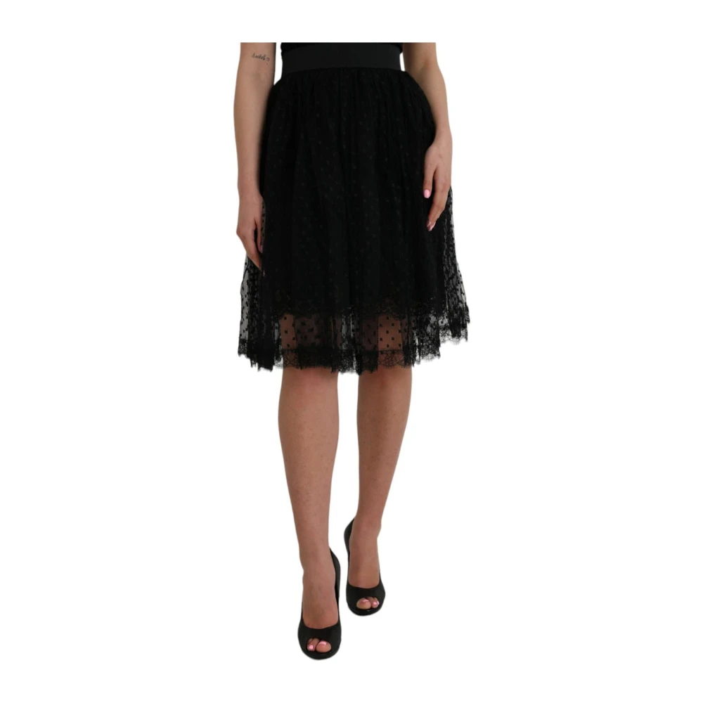 Dolce & Gabbana Women's Black Polka Dot A-Line Skirt - Short Skirts - Xs - Skirts