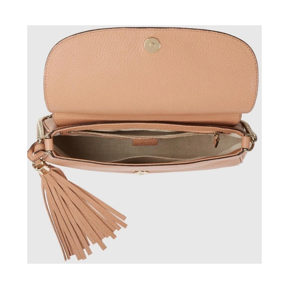 Gucci Soho Chain Flap Leren Crossbodytas Beige Dames