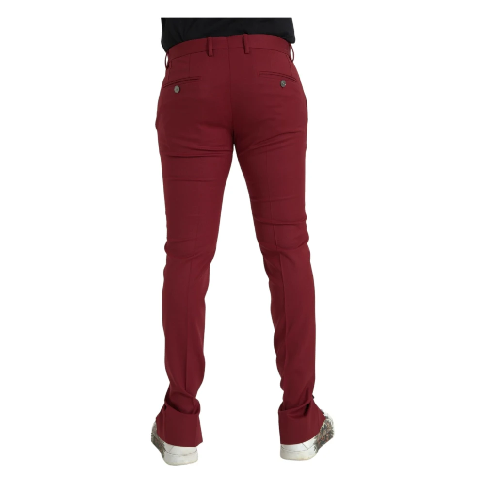 Dolce & Gabbana Rode Wol Slim Fit Dress Broek Red Heren